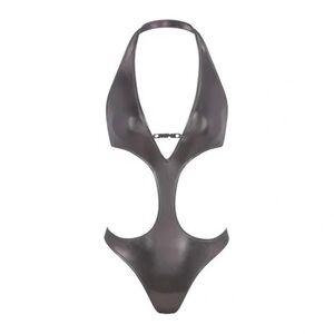 Skims Metallic Swim Halter Monokini One Piece Swimsuit Carbon Y2K Kim Kardashian